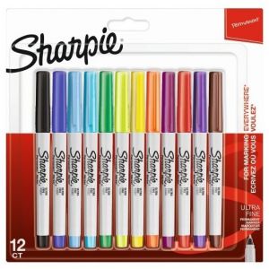 Markery permanentne Sharpie Ultra Fine, 12 kolory